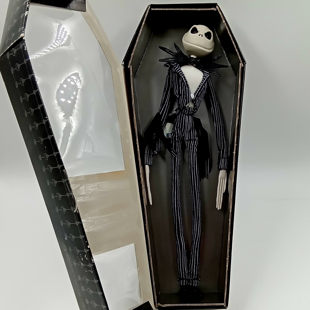 Striped Jack Skellington Doll in Coffin Box